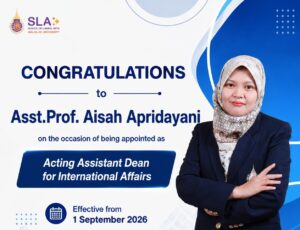 Congratulations to Asst. Prof. Aisah Apridayani on Her Appointment as Acting Assistant Dean for International Affairs